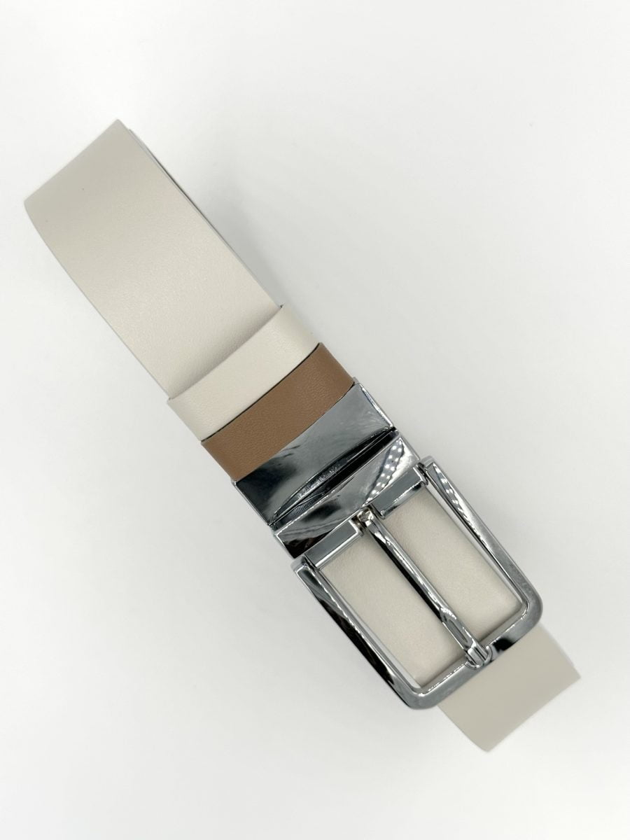 Молочный/бежевый двусторонний ремень Молочный/бежевый двусторонний ремень общий вид